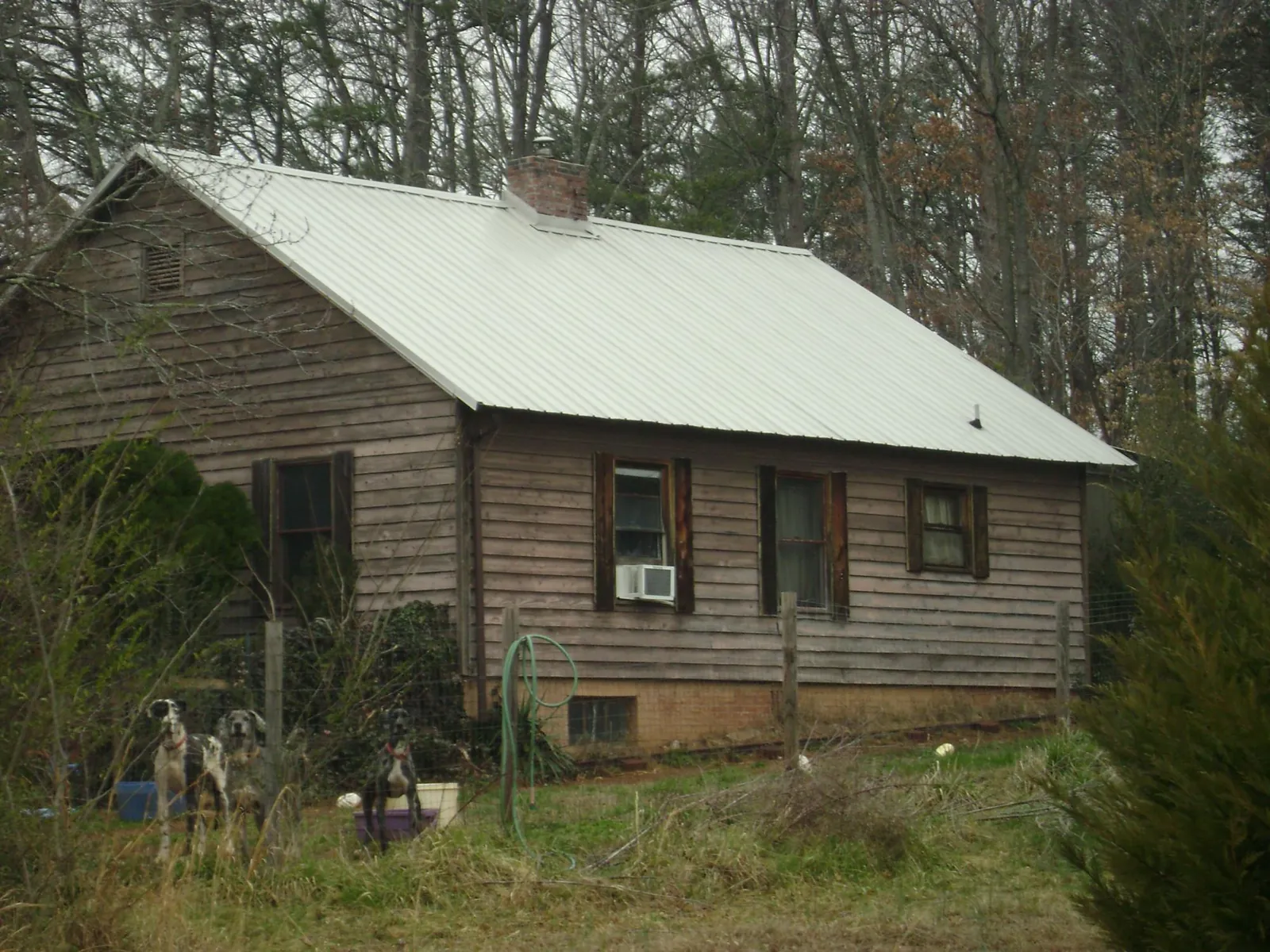 White metal roof on an old wood sided farmhouse, from a Asphalt Shingle Roof Repair job in Graysville